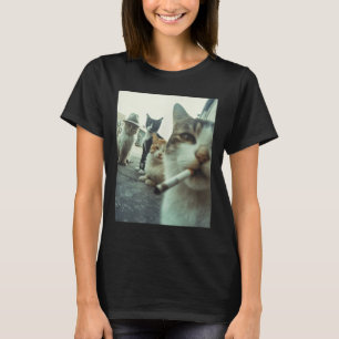 Cat Smoking Funny Gangster Cats Funny Meme Pet T-Shirt