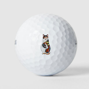 cat smoking golf balls