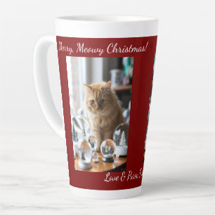 Cat Snow Globe, Image Names Text, Customize, Latte Mug
