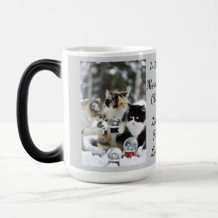 Cat Snow Globe, Image Names Text, Customize,  Magic Mug