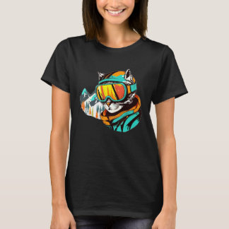 Cat Snowboarder Skier Design For Snowboarders Who  T-Shirt