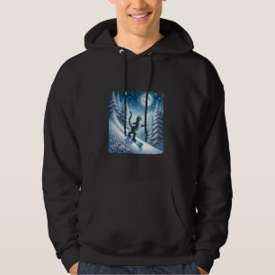 Cat Snowboarding Gracefully Under Starry Winter Sk Hoodie