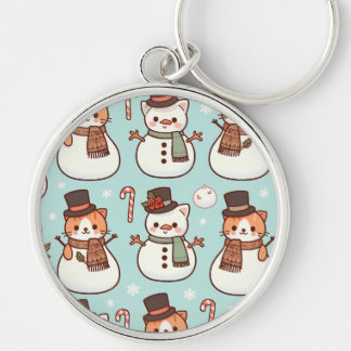Cat Snowman Keychains((Circle) Keychain