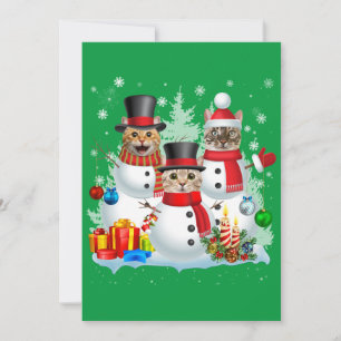 Cat Snowman Santa Christmas Light Cat Mom Cat Dad Invitation