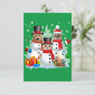 Cat Snowman Santa Christmas Light Cat Mom Cat Dad Thank You Card