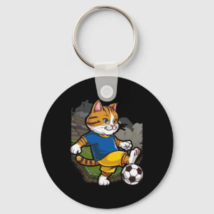 Cat Soccer Player Soccer Sports Keychain