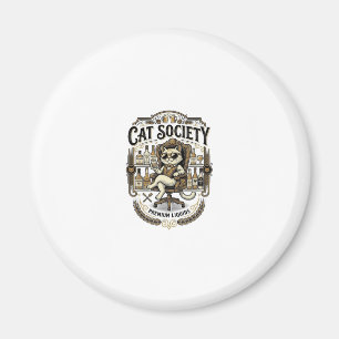 Cat Society Cat Alcohol Bar Humour Vintage Vector  Magnet