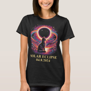 Cat Solar Eclipse 2024 Totality April 8 Men Women  T-Shirt