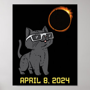 Cat Solar Eclipse 2024 Totality April 8 Women Men  Poster
