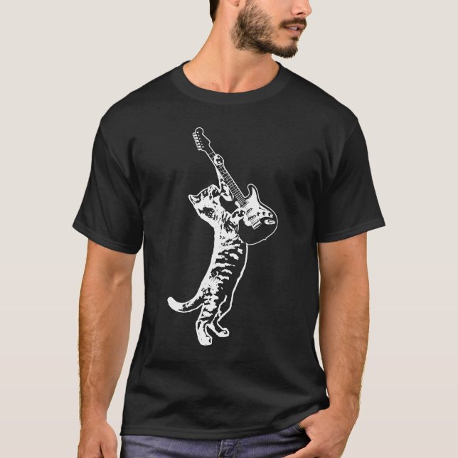 Cat soloing guitar - white T-Shirt (Front)