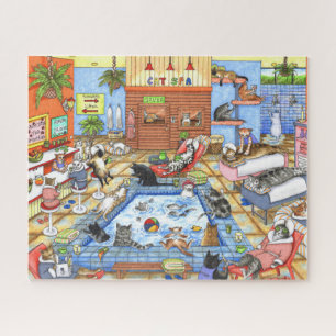 Cat Spa 635 funny illustration Jigsaw Puzzle