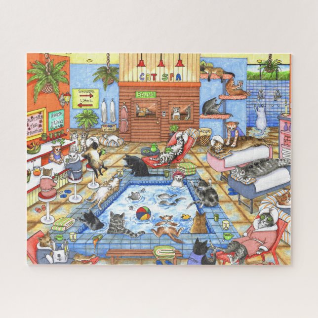 Cat Spa 635 funny illustration Jigsaw Puzzle (Horizontal)