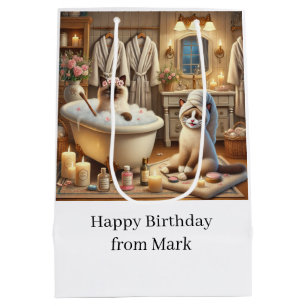 Cat Spa party for Siamese Cat Lovers  Medium Gift Bag