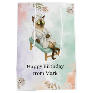 Cat Spa party for Siamese Cat Lovers  Medium Gift Bag