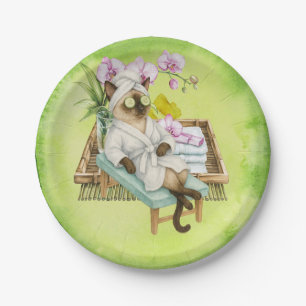 Cat Spa themed for Siamese Cat Lovers Paper Plate