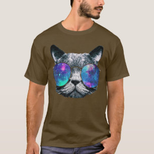 Cat Space Glasses  Astronaut Cat Meme Round Glasse T-Shirt