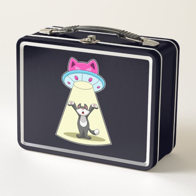 Cat Spaceship Metal Lunch Box (Front)