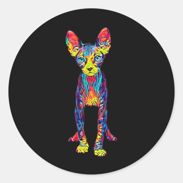 Cat Sphynx Funny Cat Lover Gifts For Men  Classic Round Sticker (Front)