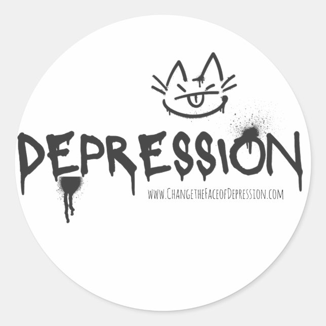cat_spraypaint_Depression Classic Round Sticker (Front)