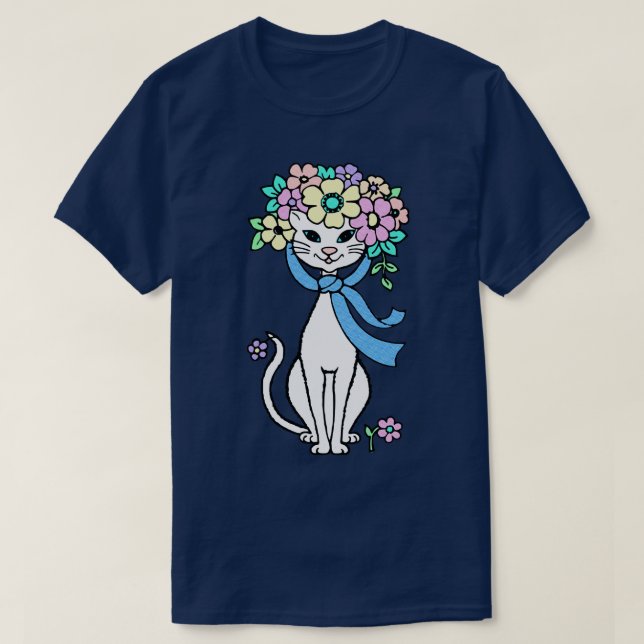 Cat Spring Summer Flowers Springtime Summertime Fl T-Shirt (Design Front)