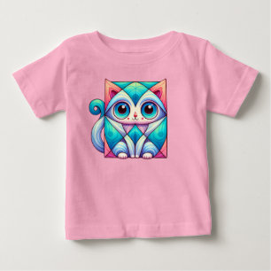 Cat Square Illustration shirt, Cat with Big Eyes Baby T-Shirt