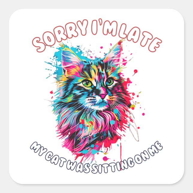 Cat Square Sticker (Front)