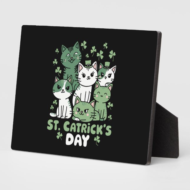 Cat St Patrick's Day Funny Catrick's Day Plaque (Side)