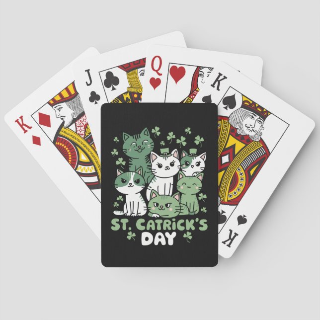 Cat St Patrick's Day Funny Catrick's Day Playing Cards (Back)