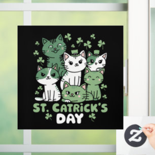 Cat St Patrick's Day Funny Catrick's Day Window Cling