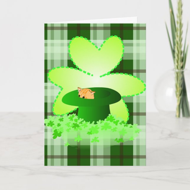 Cat St. Patrick's Day Greeting Card (Front)