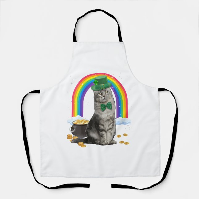 Cat St Patricks Day Leprechaun Costume Shamrock Gi Apron (Front)