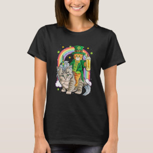 Cat St Patricks Day Leprechaun Riding Caticorn Uni T-Shirt