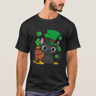 Cat St Patricks Day Leprechaun Shamrock Kitten Gir T-Shirt