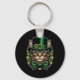 Cat St Patricks Day Men Women Kids Happy St Catric Keychain