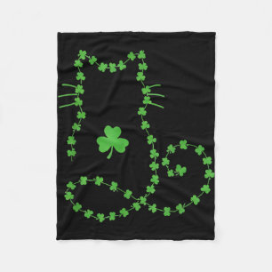 Cat st patricks day shamrocks retro cute kitten fleece blanket