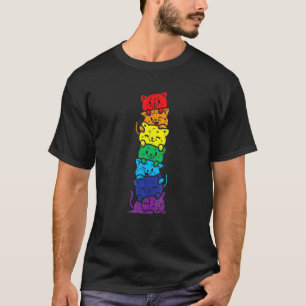 Cat Stack Rainbow Gay Pride Cute Lgb Animal Pet G T-Shirt