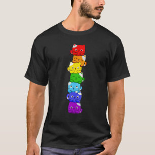Cat Stack Rainbow Gay Pride Cute Lgbt Animal Pet T-Shirt