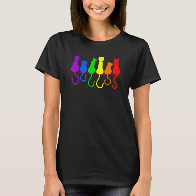 Cat Stack Rainbow Gay Pride  Lgbt Animal Pet  1 T-Shirt (Front)