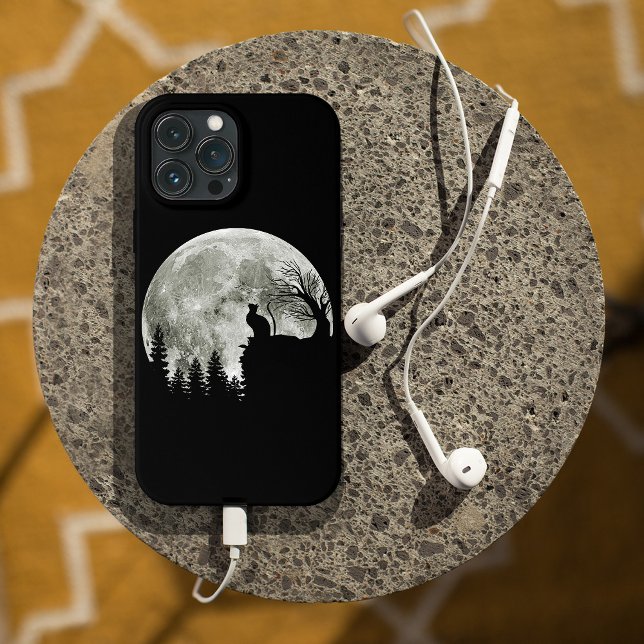 Cat Stand On Mountain Spooky Halloween Moon Case-Mate iPhone Case (Creator Uploaded)