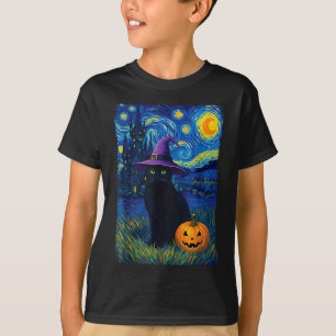 Cat Starry Night Halloween T-Shirt