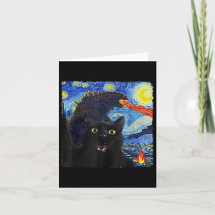 Cat Starry Night Van Gogh Cat For Cat Lover Card