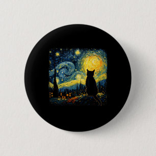 Cat Starry Night Van Gogh Cat For Cat Lover Cat Mo 2 Inch Round Button