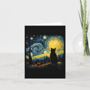 Cat Starry Night Van Gogh Cat For Cat Lover Cat Mo Card