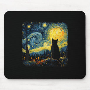 Cat Starry Night Van Gogh Cat For Cat Lover Cat Mo Mouse Pad