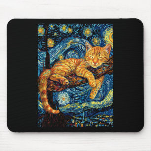 Cat Starry Night Van Gogh Cat For Cat Lover Cat Mo Mouse Pad