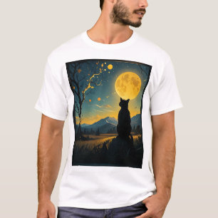 Cat Starry Night Van Gogh Cat For Cat Lover Cat Mo T-Shirt