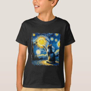 Cat Starry Night Van Gogh Cat For Cat Lover Cat Mo T-Shirt