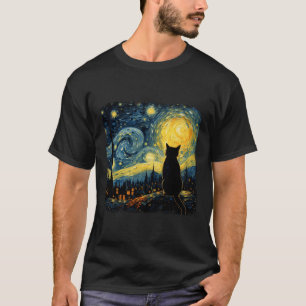 Cat Starry Night Van Gogh Cat For Cat Lover Cat Mo T-Shirt