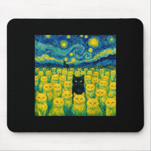 Cat Starry Night Van Gogh Cat For Cat Lover  Mouse Pad