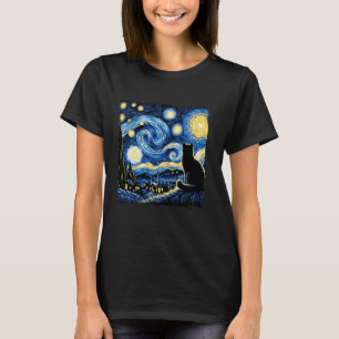 Cat Starry Night Van Gogh Cat For Cat Lover T-Shirt